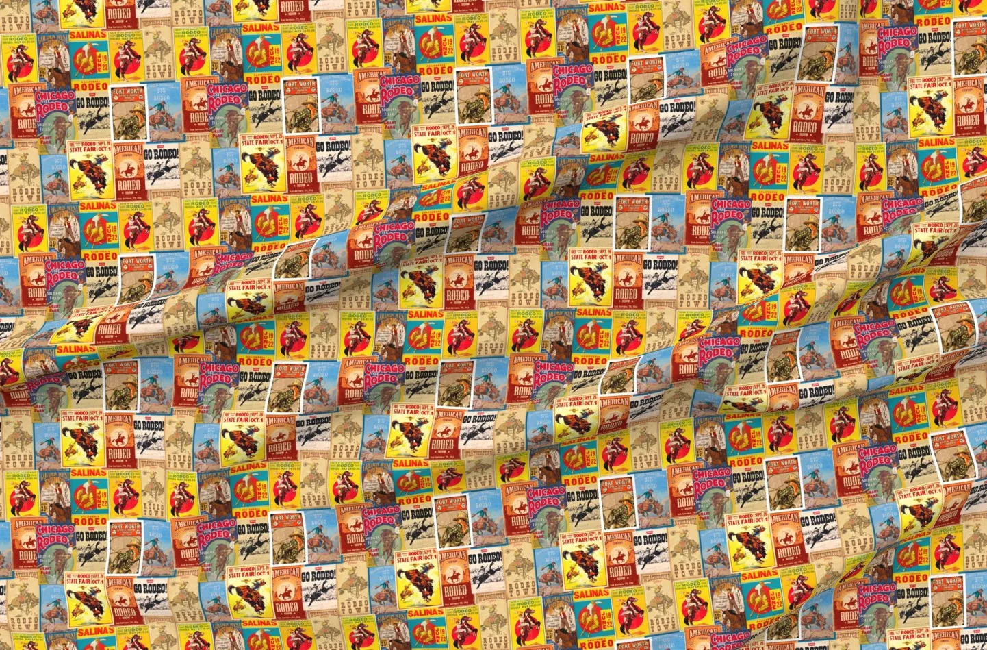 Cowboy Print Pique Fabric by the Yard - Red product