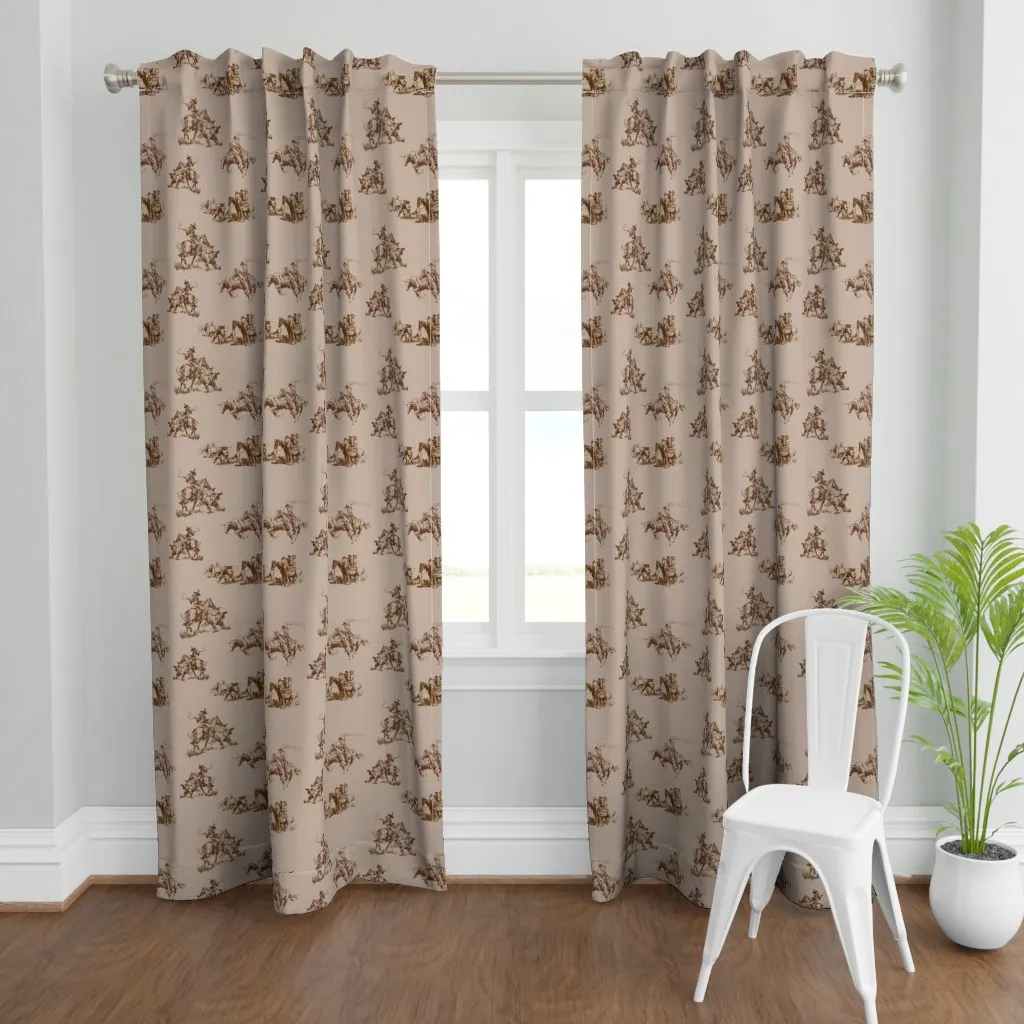 Cowboy Toile Curtain Panel - Brown product