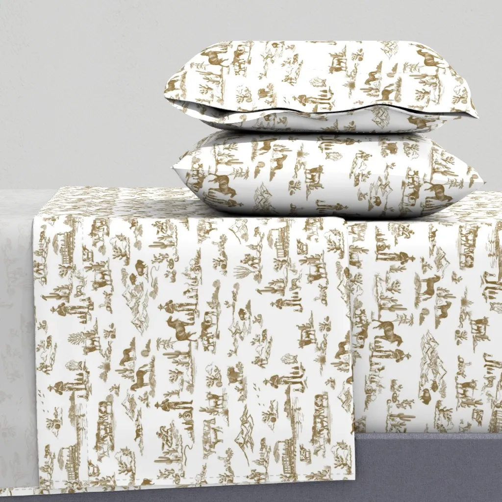Cowboy Toile De Jouy Twin XL Sheet Set - Brown product