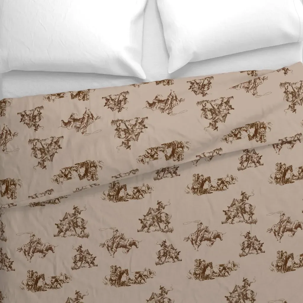 Cowboy Toile Duvet Cover - Brown alternate view