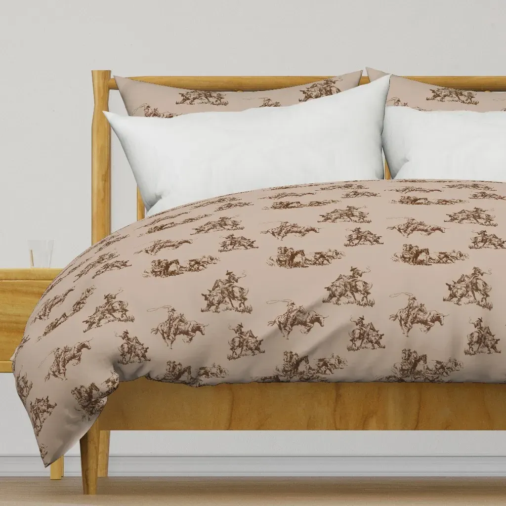 Cowboy Toile Duvet Cover - Brown product