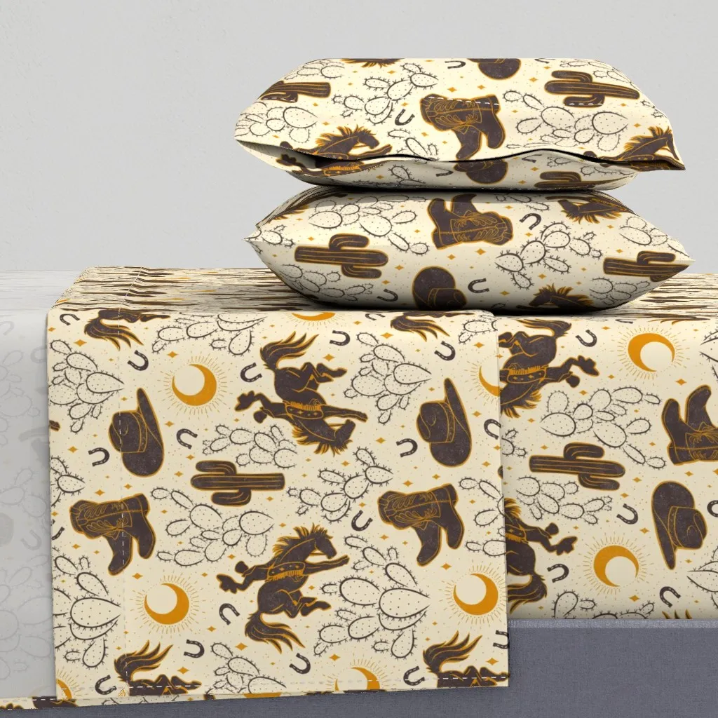 Cowboys And Cacti Queen Sheet Set - Dark Brown product