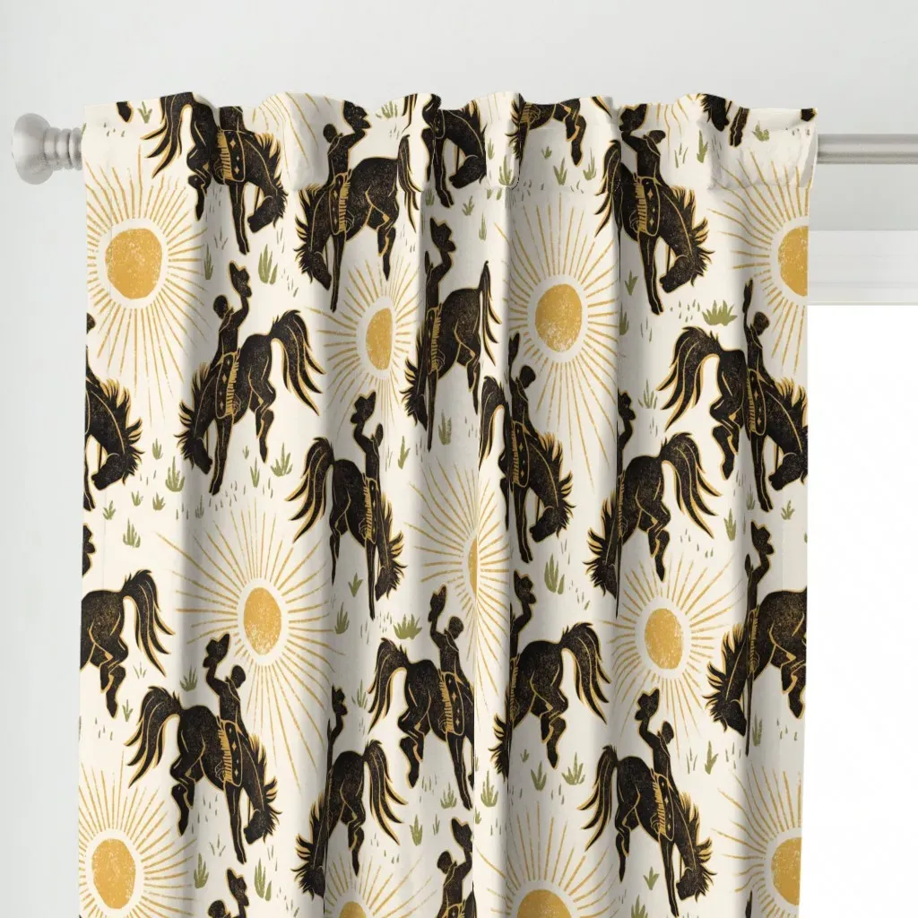 Cowboys And Sunshine Curtain Panel - Black alternate view