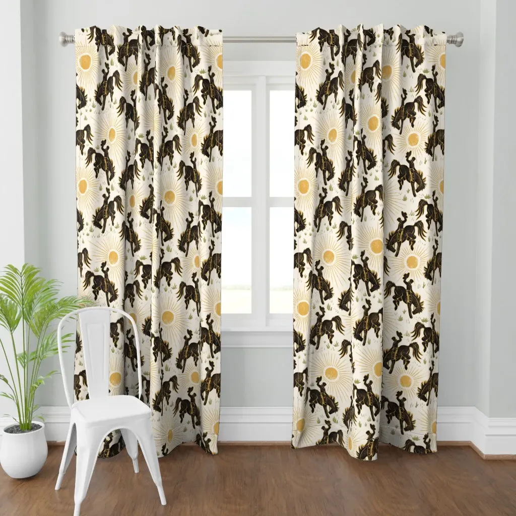 Cowboys And Sunshine Curtain Panel - Black product