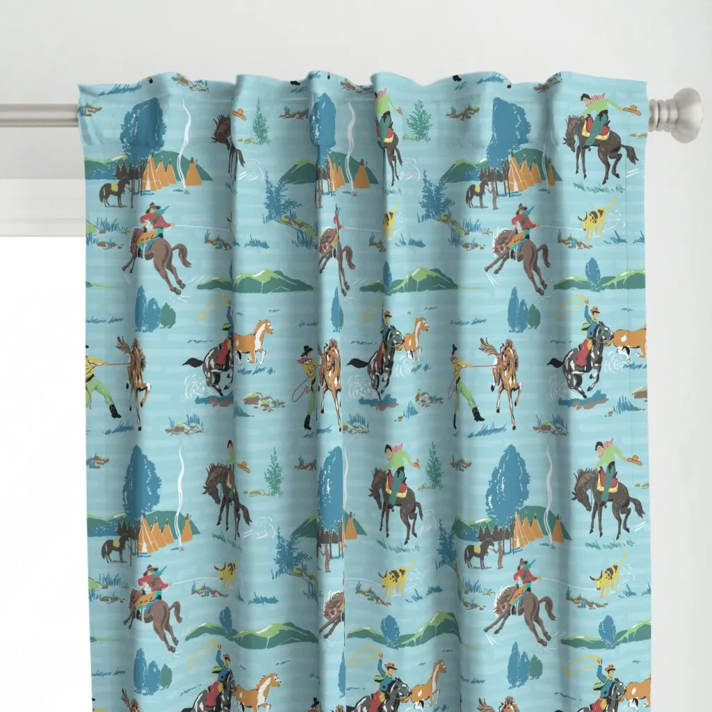 Cowboys Curtain Panel - Blue alternate view