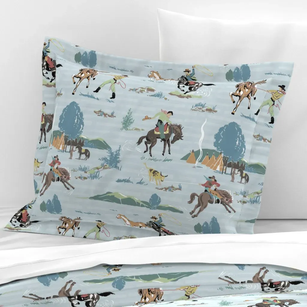 Cowboys Faded Standard Flanged Pillow Sham - Blue, Cotton Sateen product