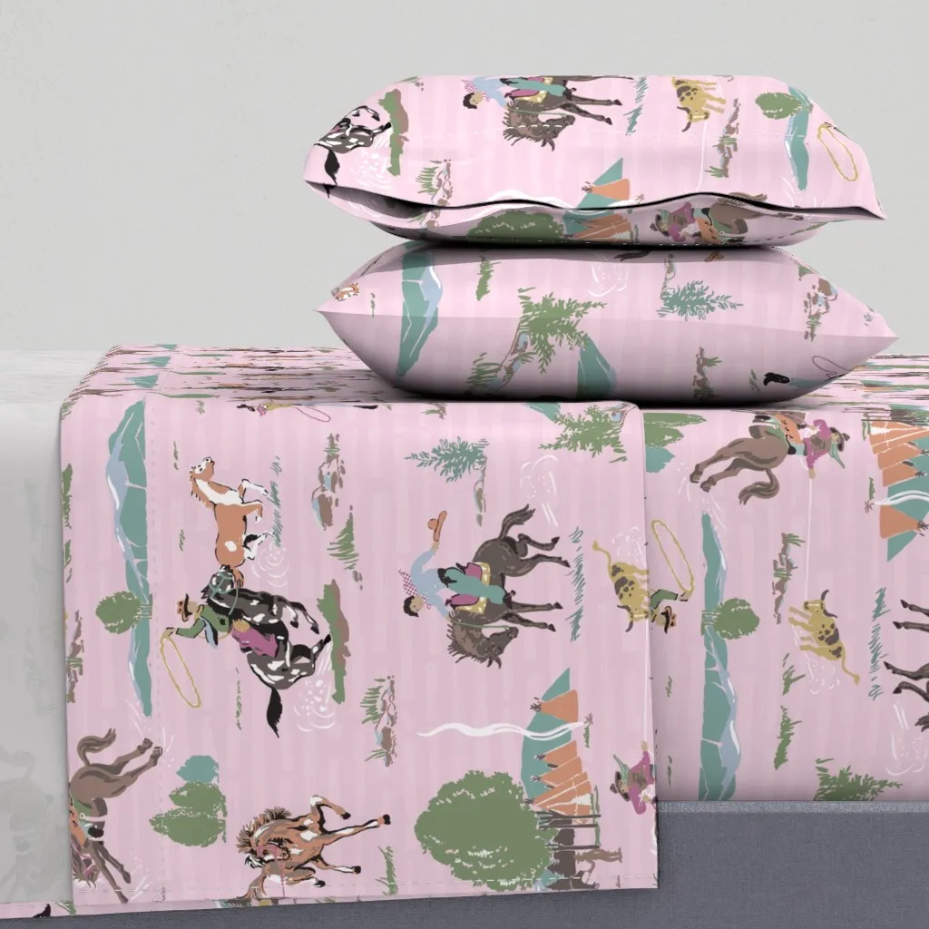 Cowboys On Faded King Sheet Set - Pink product