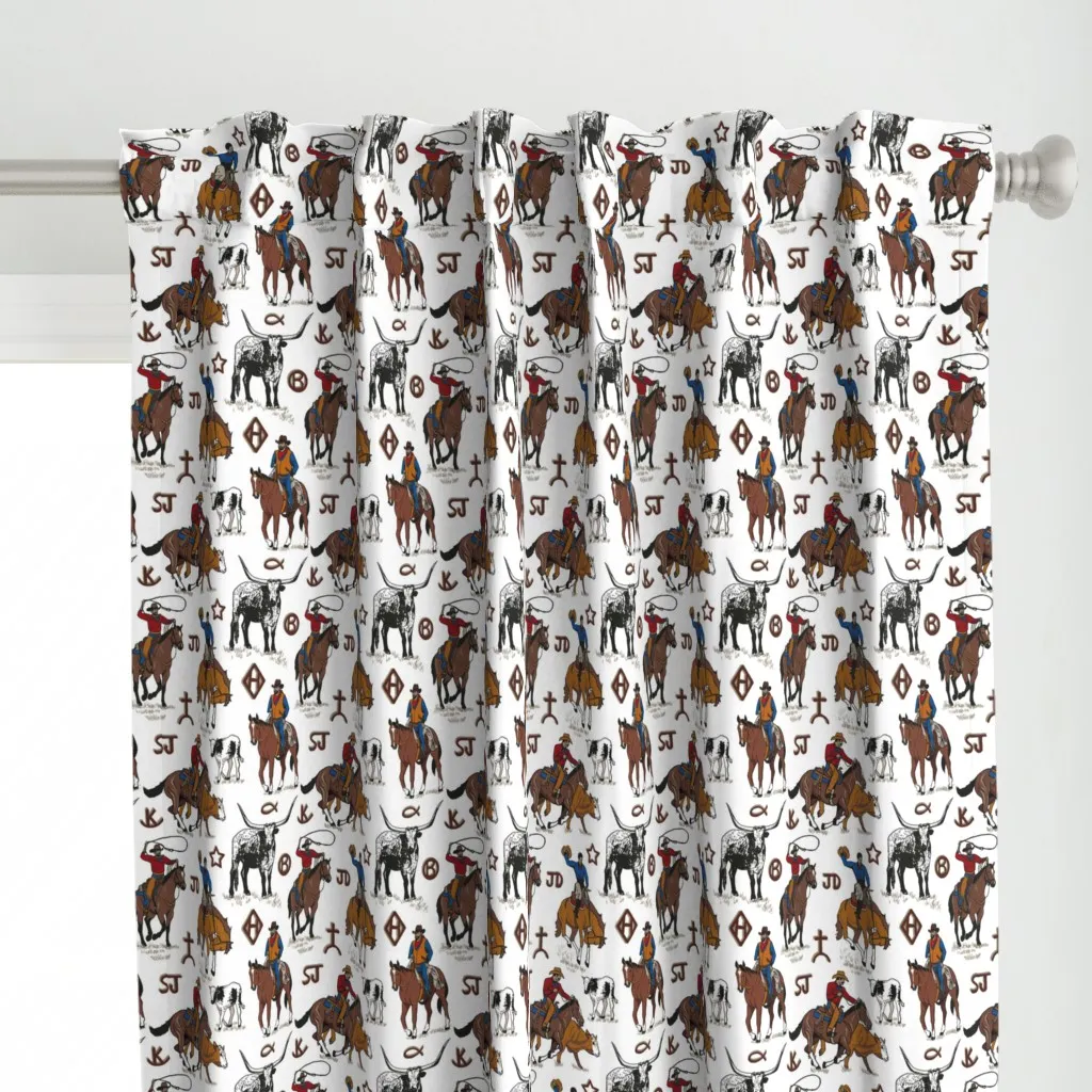 Cowboys Work Curtain Panel - Brown alternate view
