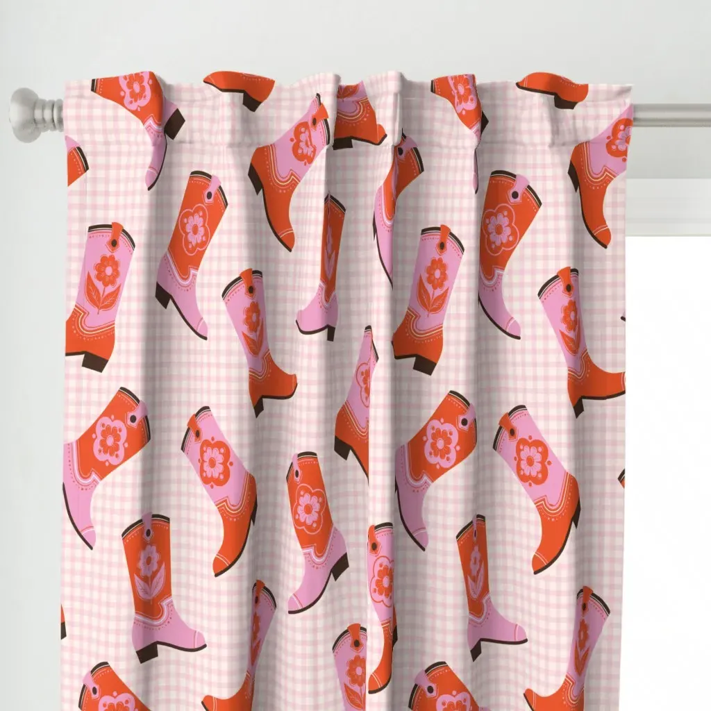 Cowgirl Boots Curtain Panel - Coral Orange alternate view