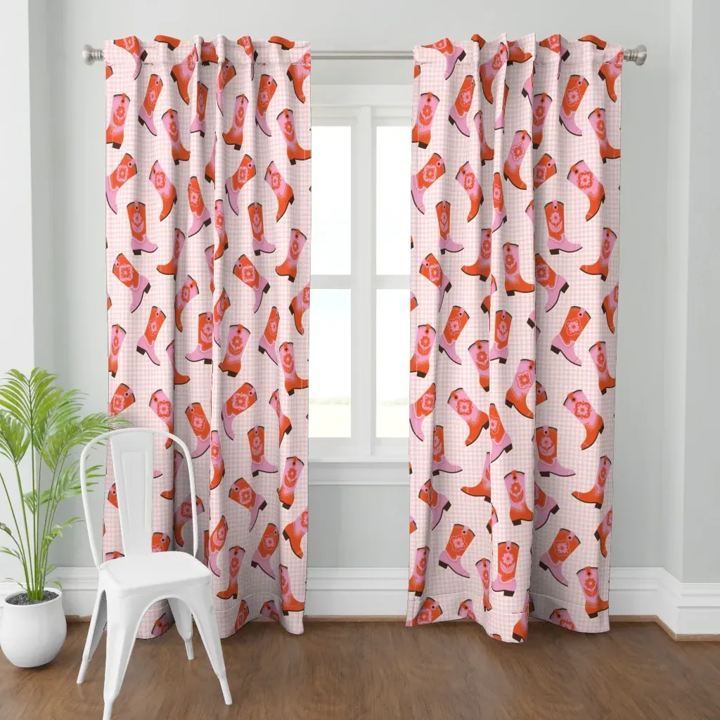 Cowgirl Boots Curtain Panel - Coral Orange product