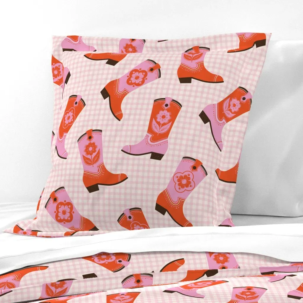 Cowgirl Boots Euro Pillow Sham - Coral Orange product