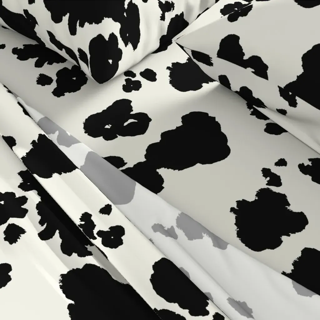 Cowhide Pattern Twin Sheet Set - Black, White alternate view