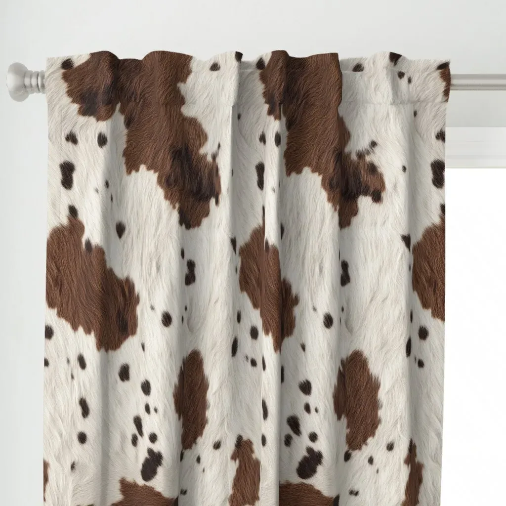 Cowhide With Spots Curtain Panel - White alternate view
