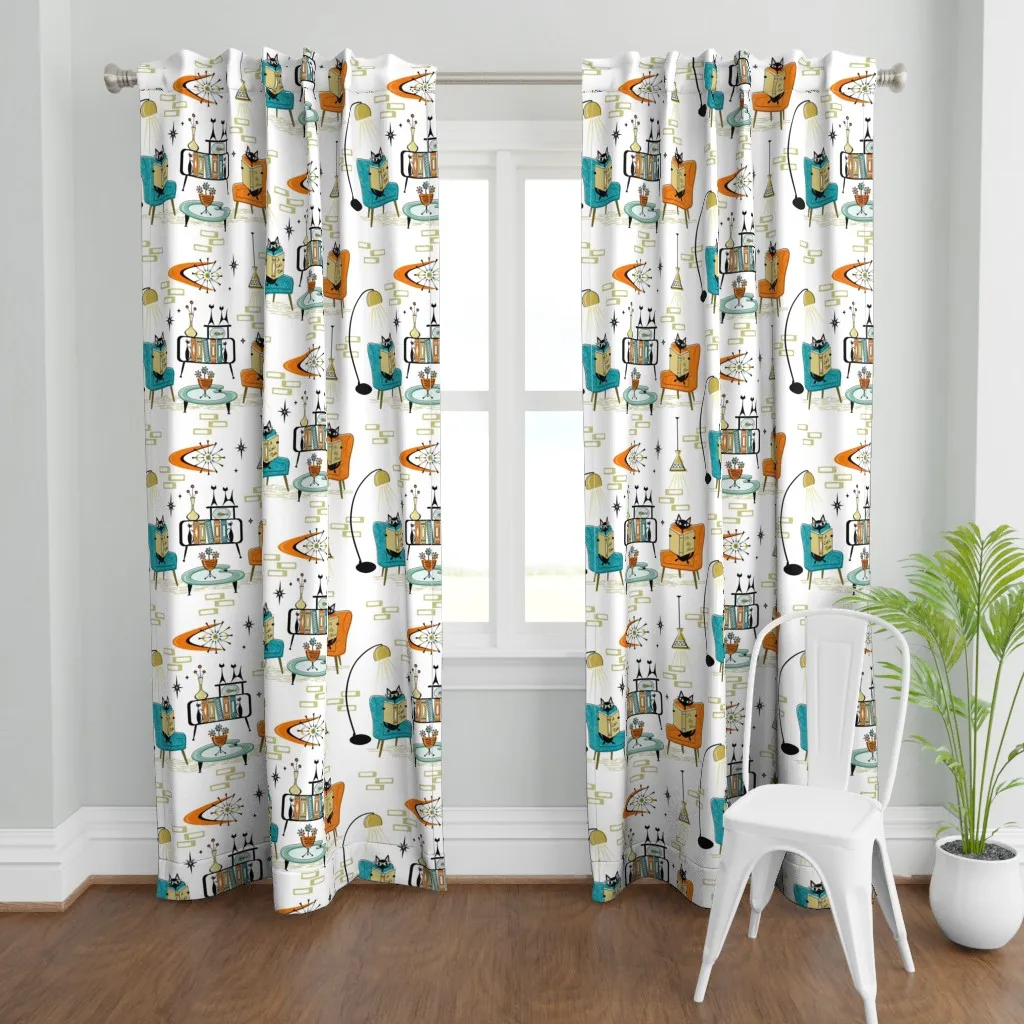 Cozy Cats' Den Curtain Panel - Teal product