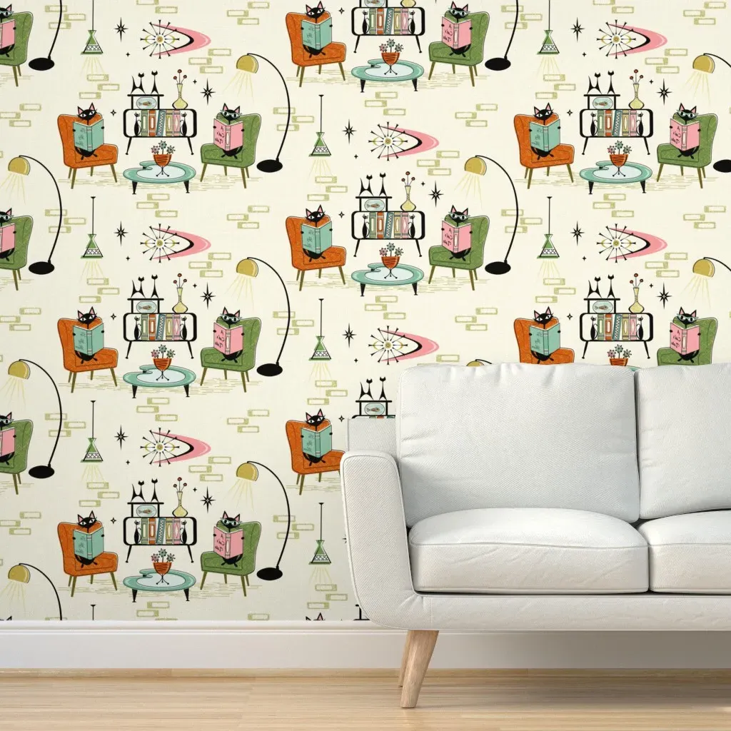 Cozy Cats Den Peel and Stick Wallpaper - Cream product