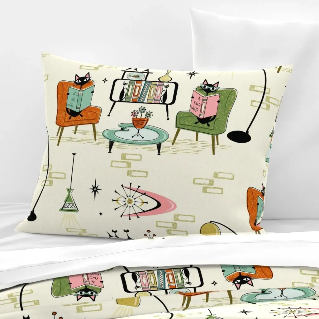 Cozy Cats Den Standard Knife Edge Cushion Cover - Cream, Cotton Sateen product