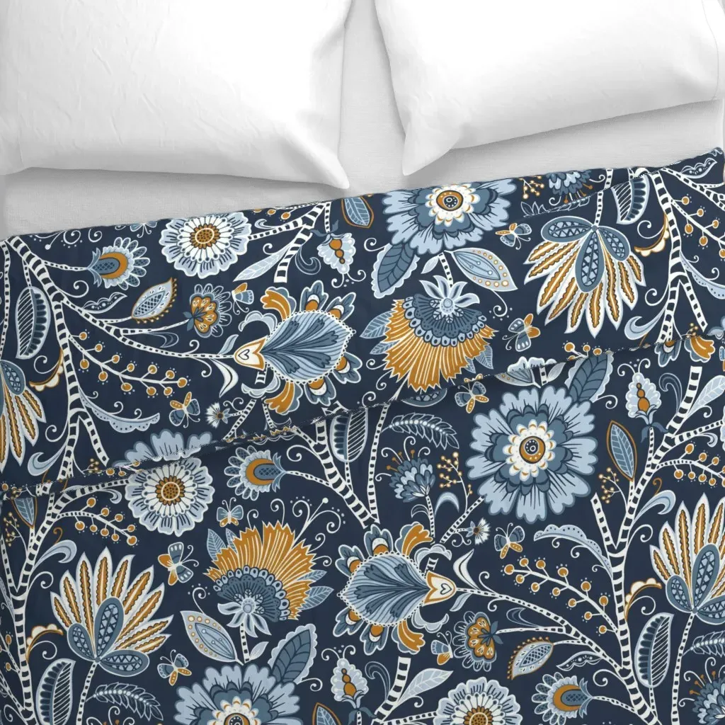 Cozy Chintz Large Duvet Cover - Indigo alternate view