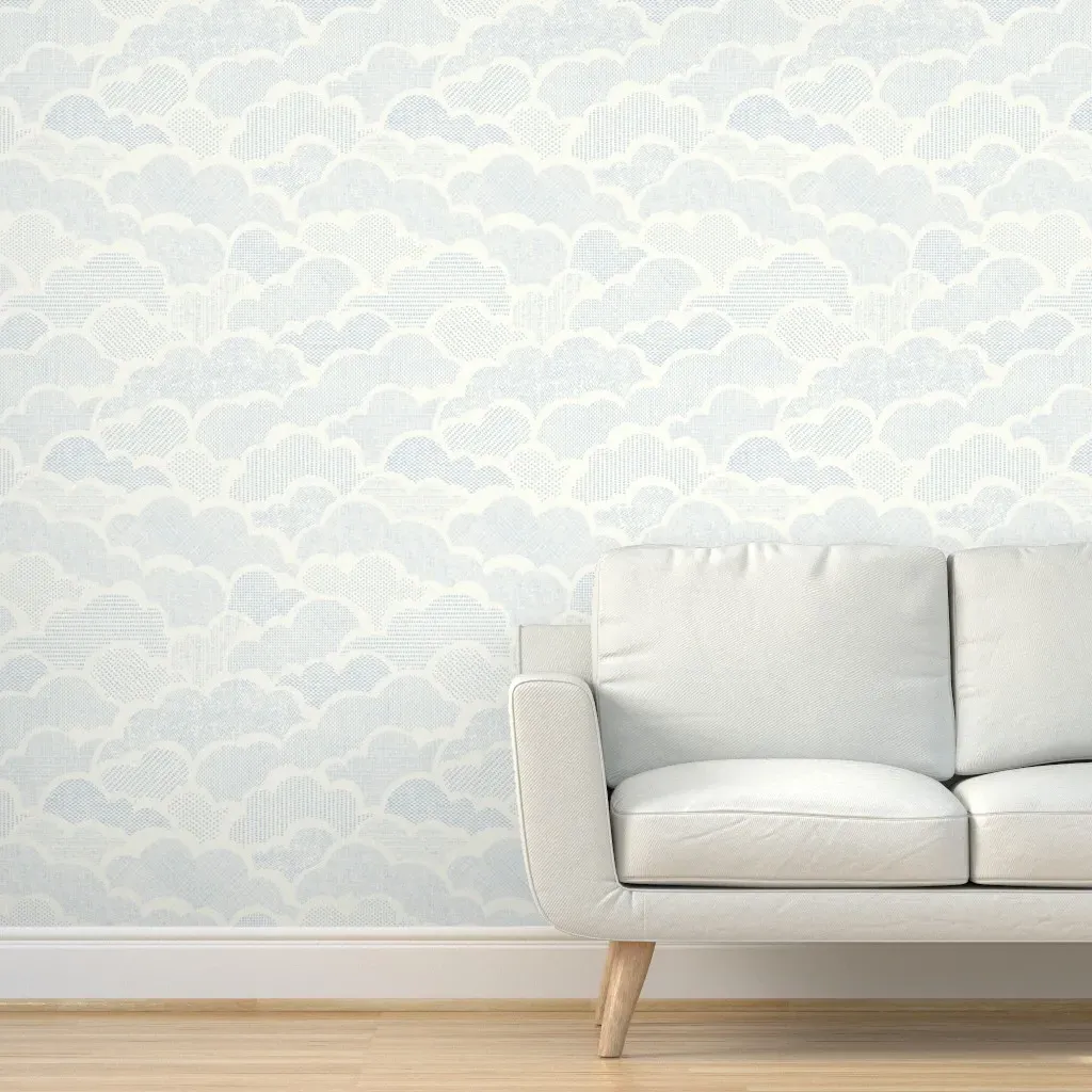 Cozy Clouds Peel and Stick Wallpaper - Fog Blue product