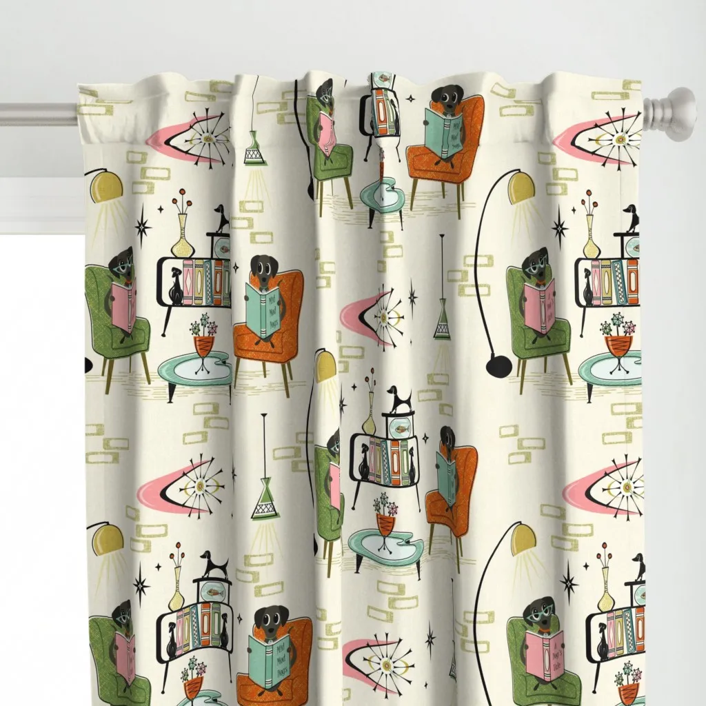 Cozy Dogs' Den Large Curtain Panel - Beige alternate view