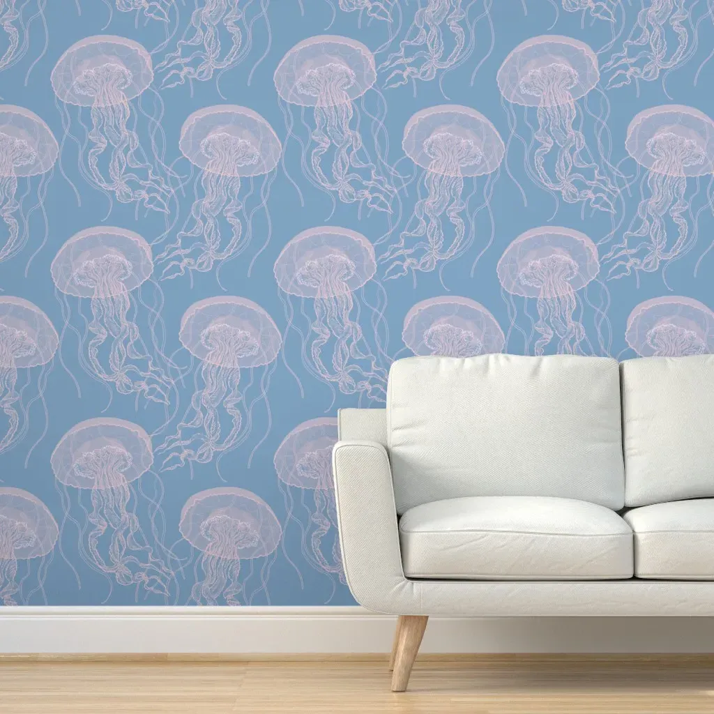 Cozy Jelly Fish Pastel Peel and Stick Wallpaper - Pink product