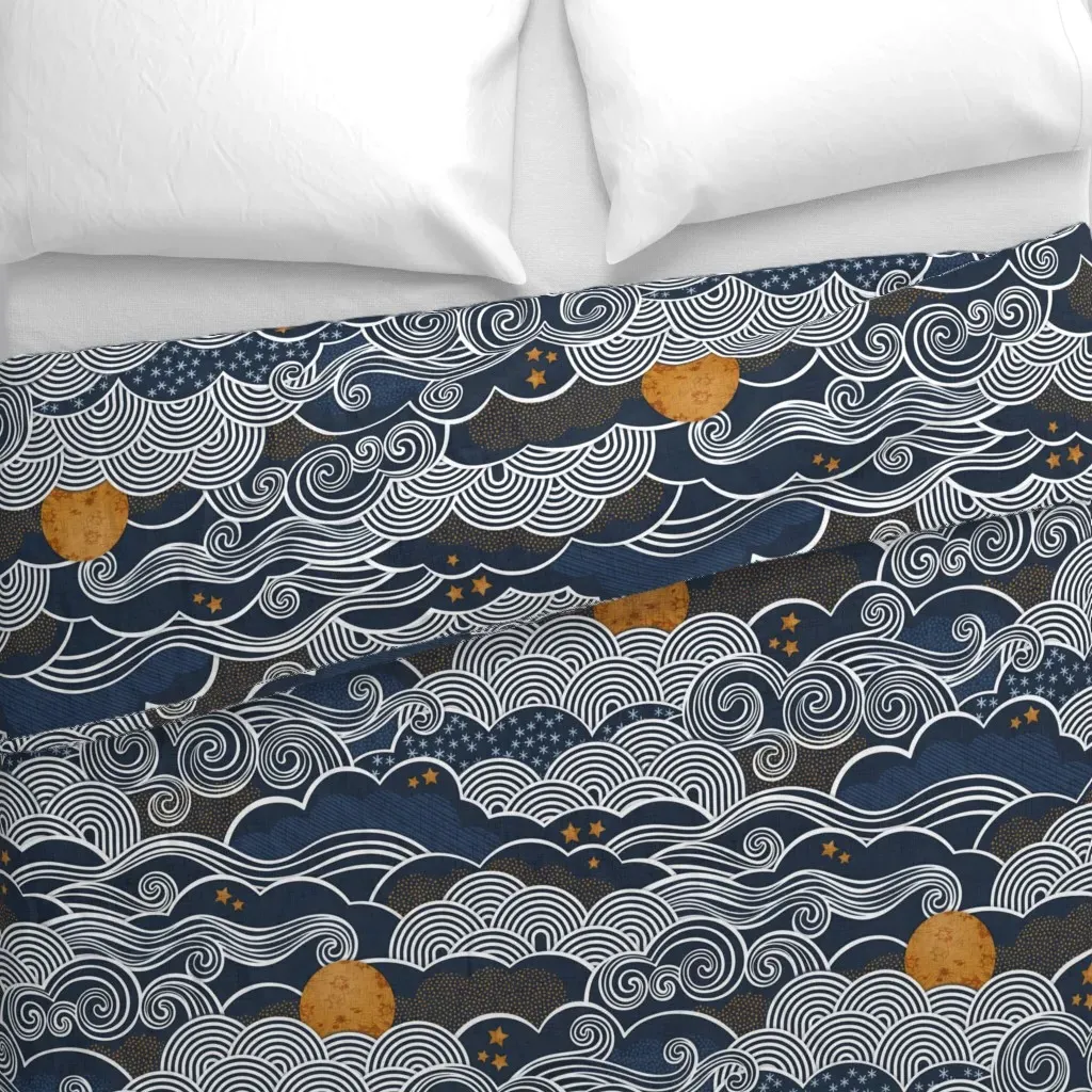Cozy Night Sky Full Duvet Cover - Navy Blue alternate view