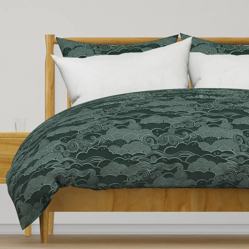 Cozy Night Sky Monochromatic Duvet Cover - Teal product