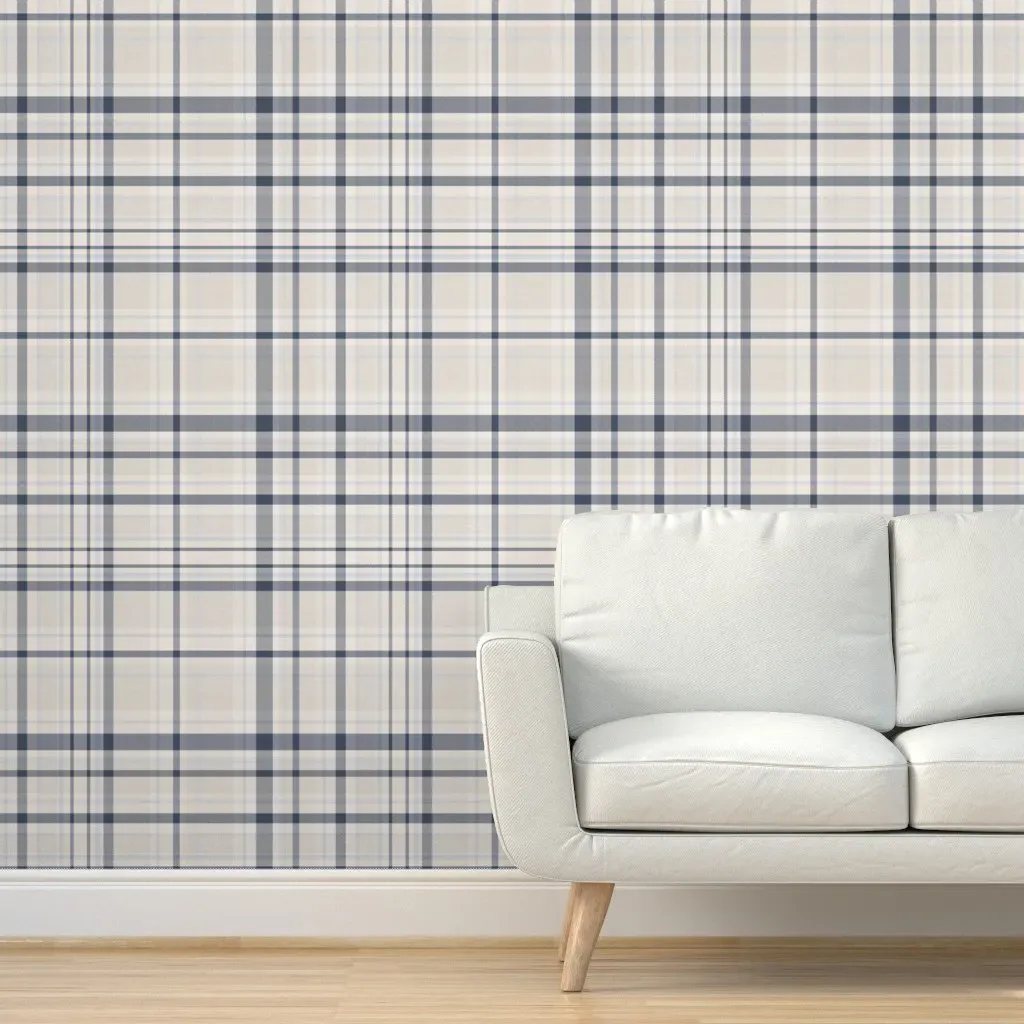 Cozy Plaid Linen Texture Peel and Stick Wallpaper - Ivory White, Linen product