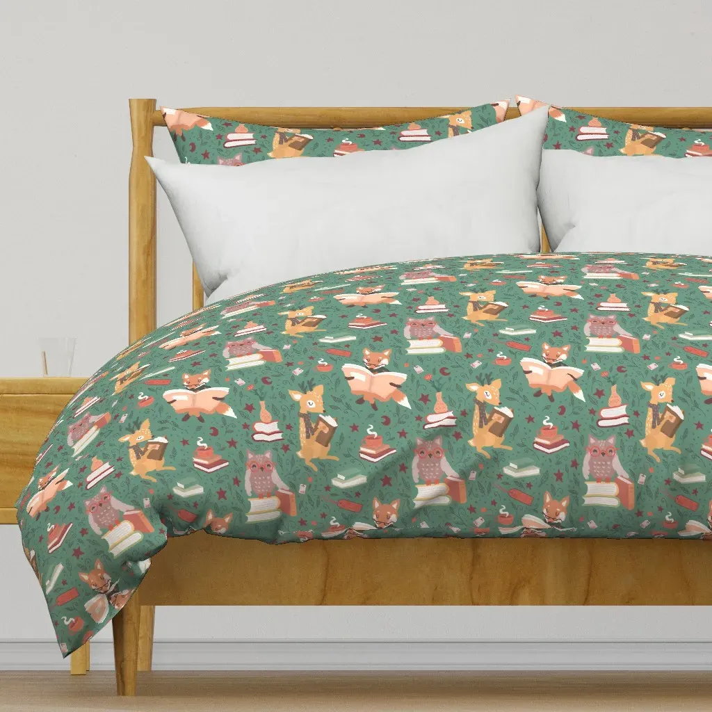 Cozy Reading Woodland Duvet Cover - Sage Green product