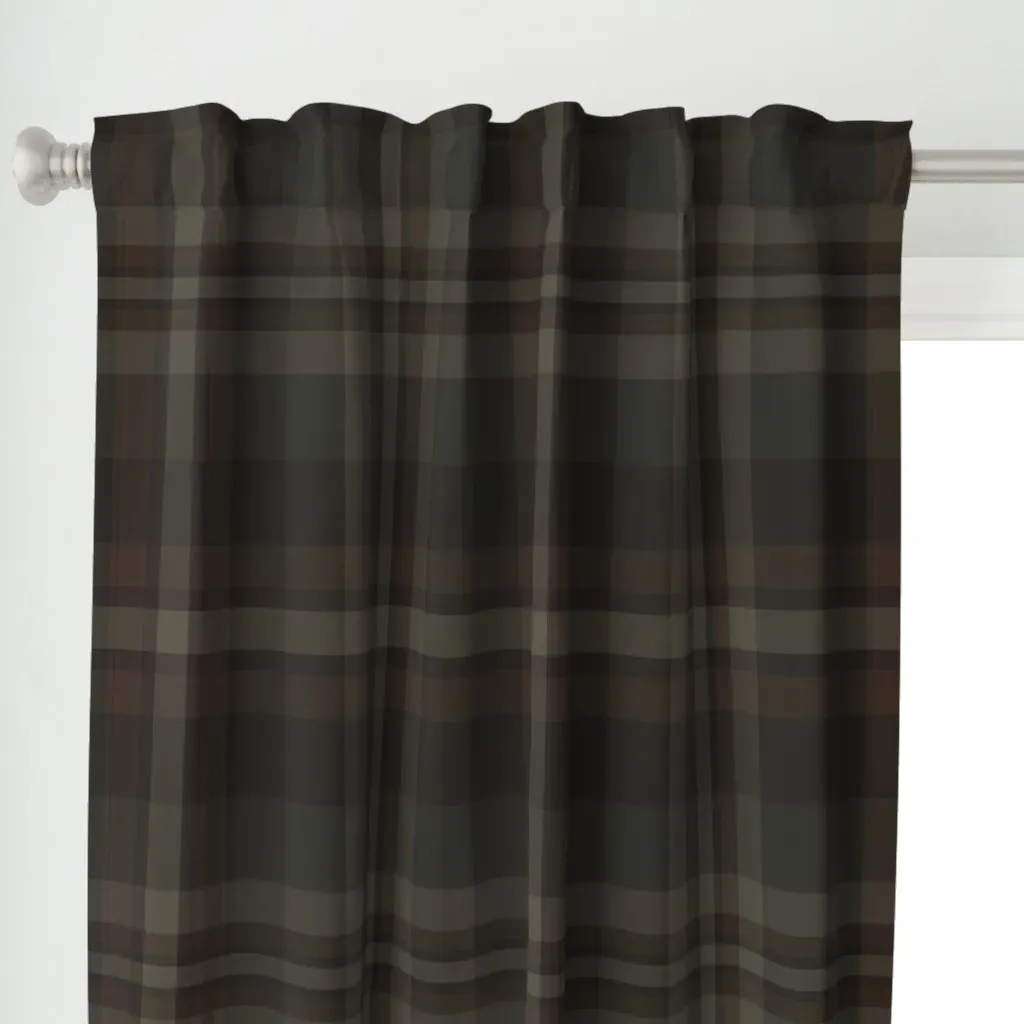 Cozy Tartan Dark Earth Curtain Panel - Dark Gray alternate view