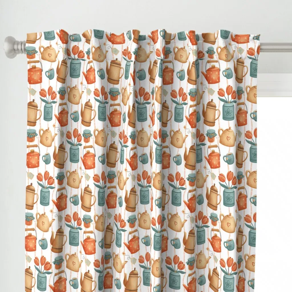 Cozy Tea Time Kitchen Curtain Panel - Tan alternate view