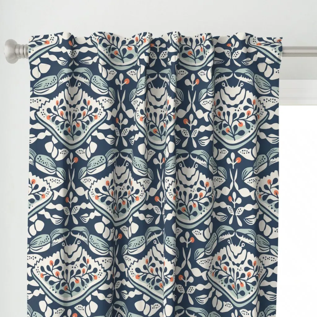 Crab Parade Curtain Panel - Navy Blue alternate view