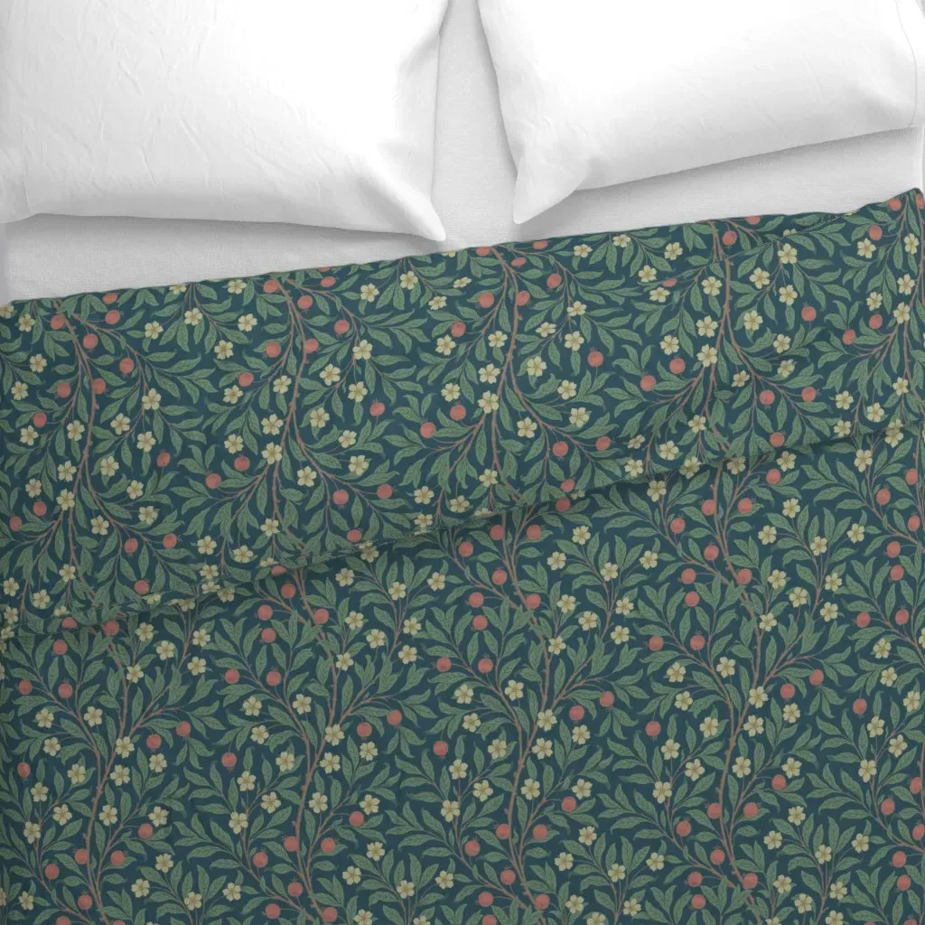 Crabapple In Lake Duvet Cover - Teal alternate view