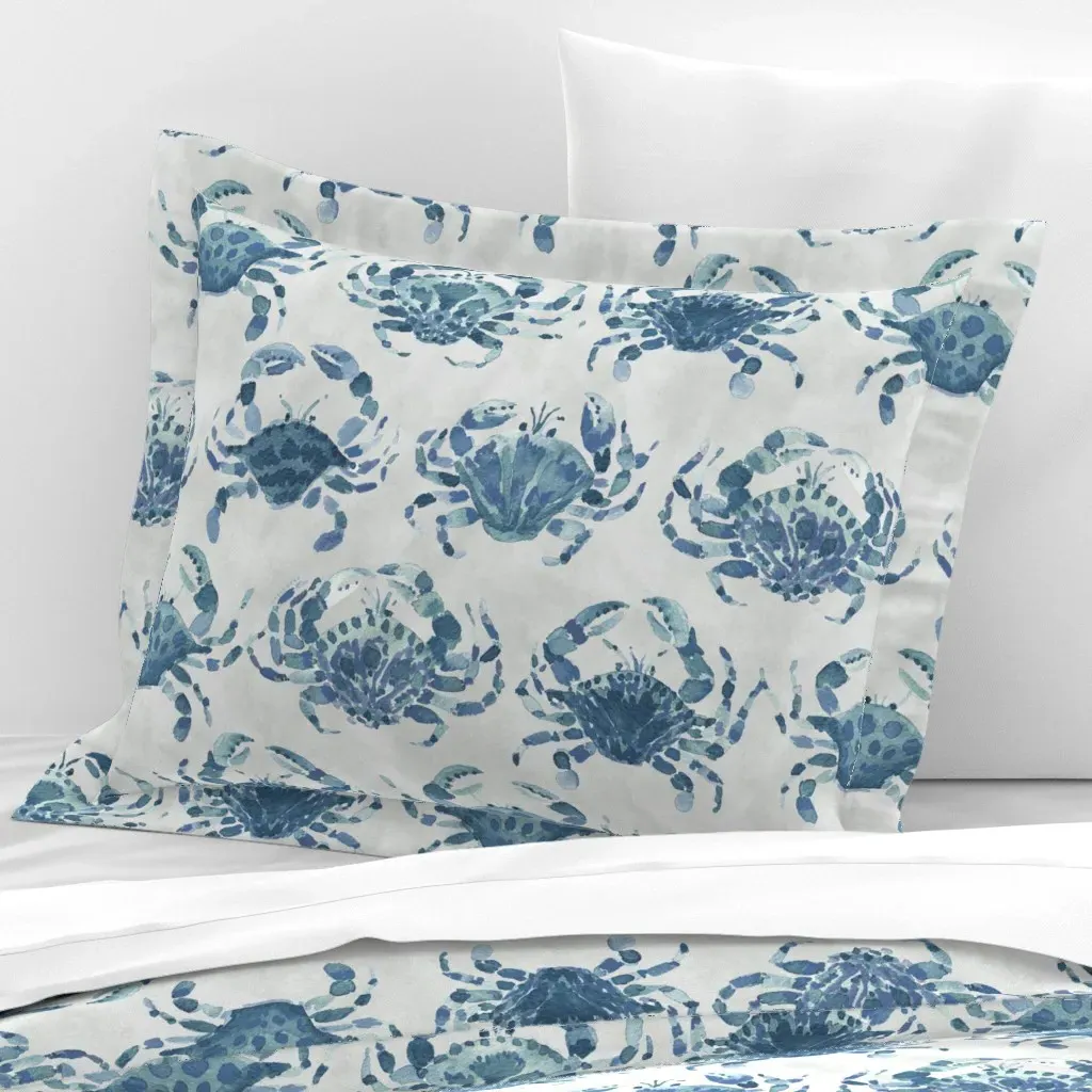 Crabathon Blue Crabs Standard Flanged Cushion Cover - Blue, Cotton Sateen product