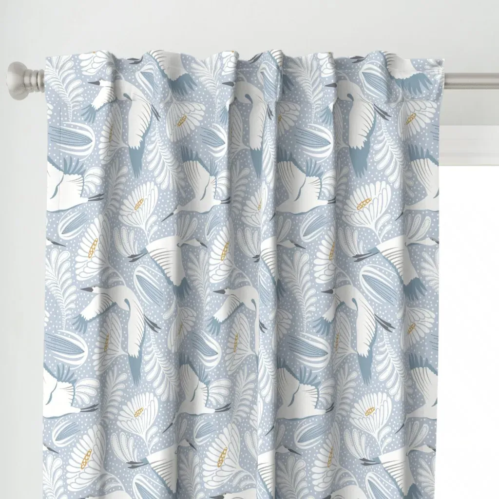 Crane Floral Curtain Panel - White alternate view