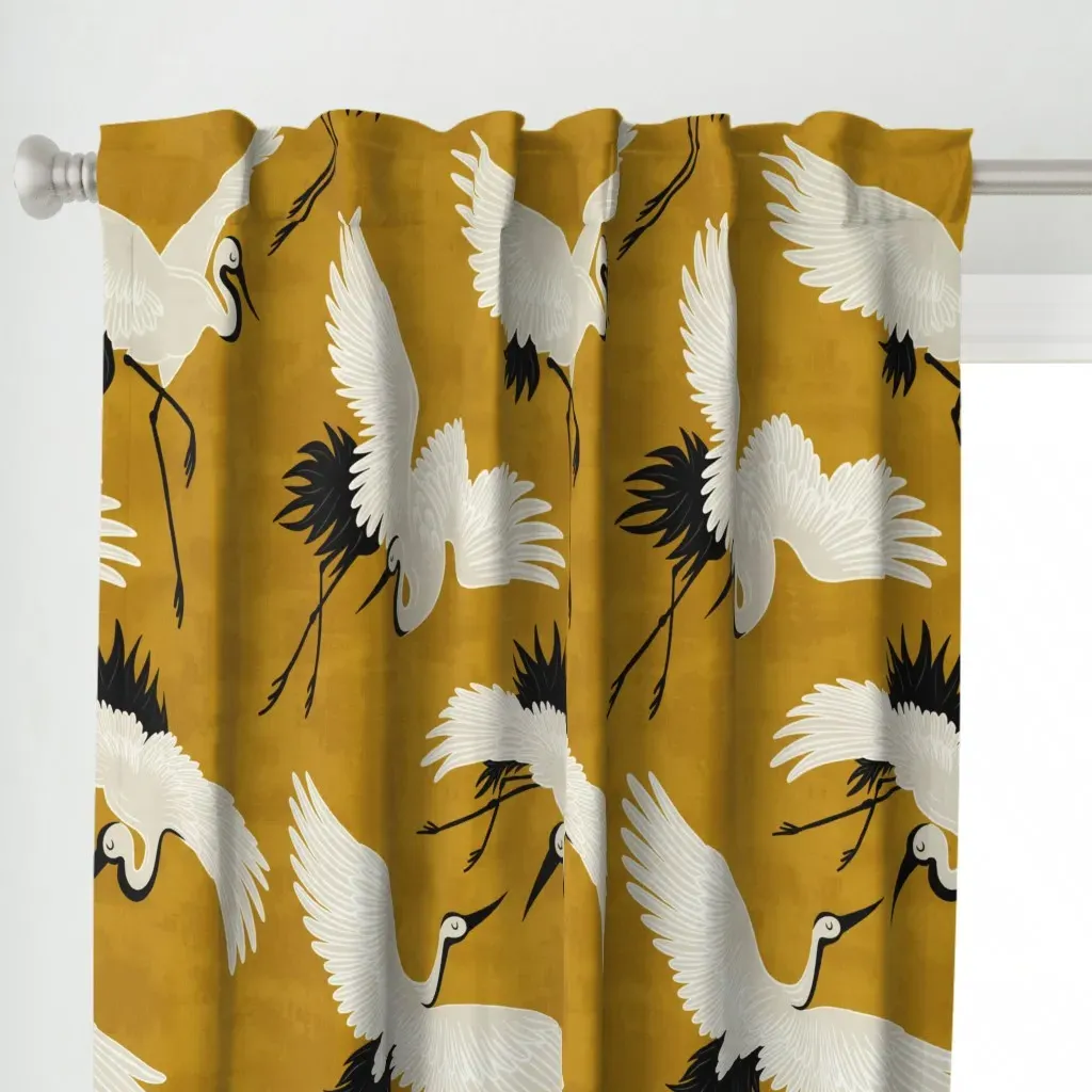 Cranes Curtain Panel - White alternate view