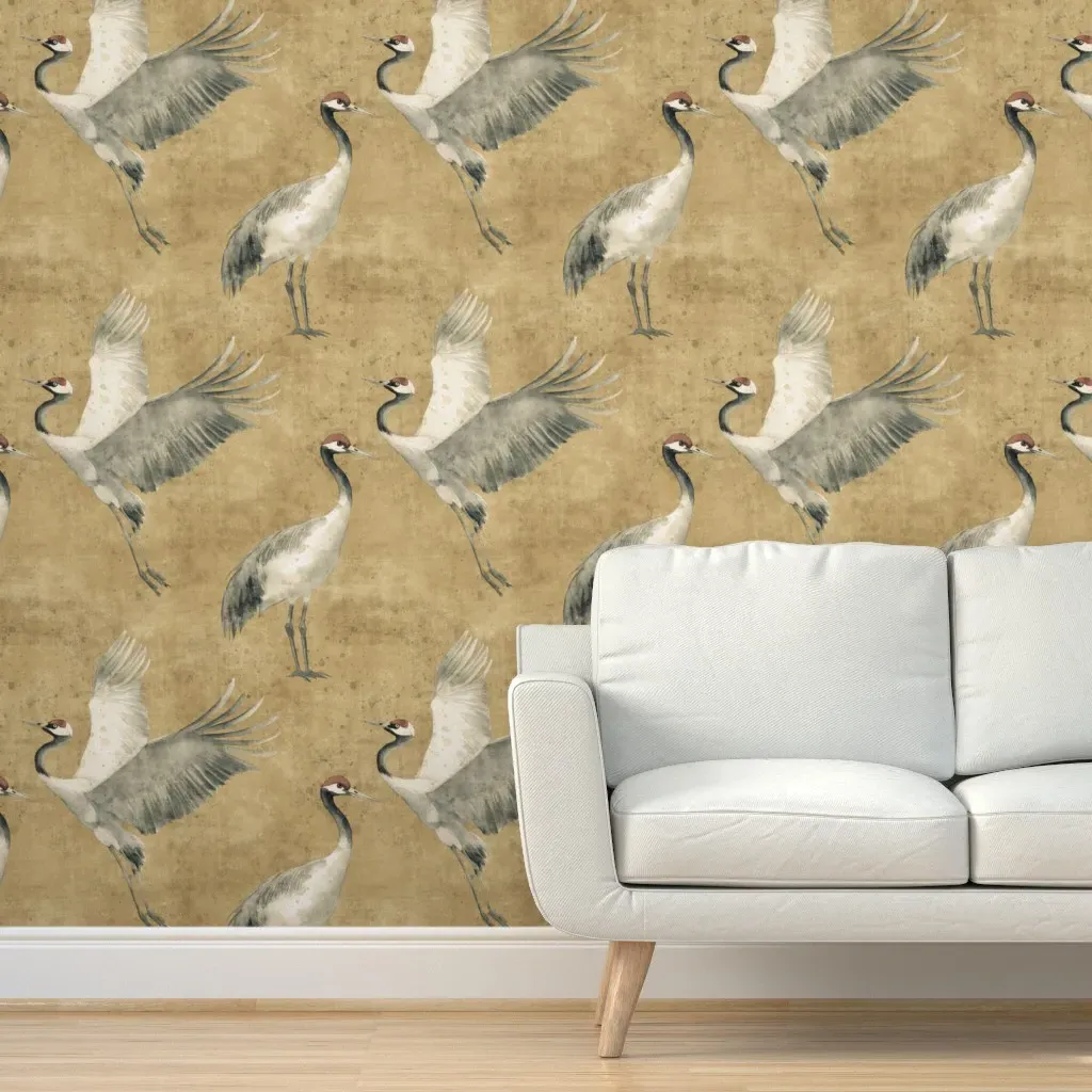 Cranes Peel and Stick Wallpaper - Beige product
