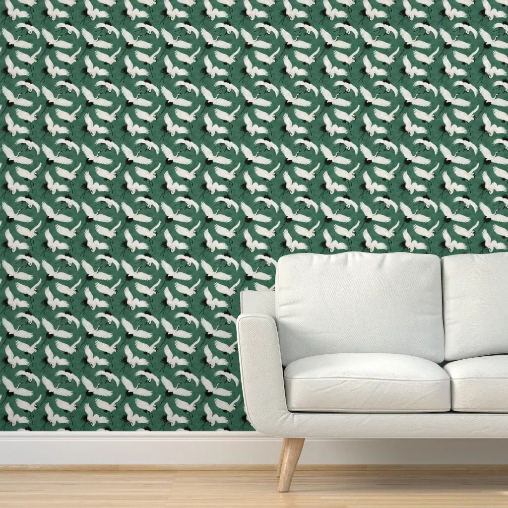 Cranes Peel and Stick Wallpaper Small - Emerald product