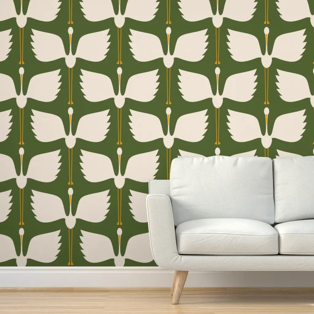 Cranes Take Flight Peel and Stick Wallpaper - Beige product