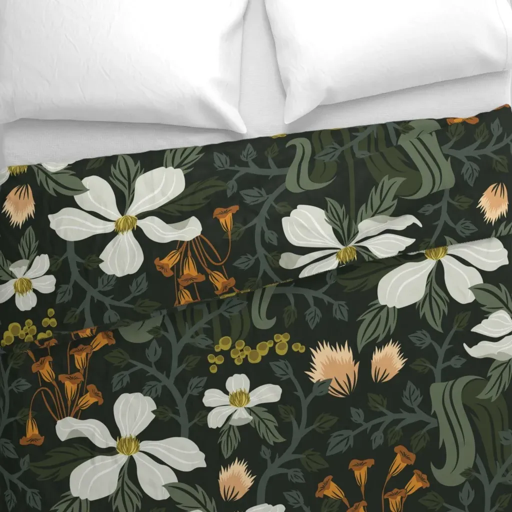 Crawling Vines Jumbo Duvet Cover - Dark Green alternate view