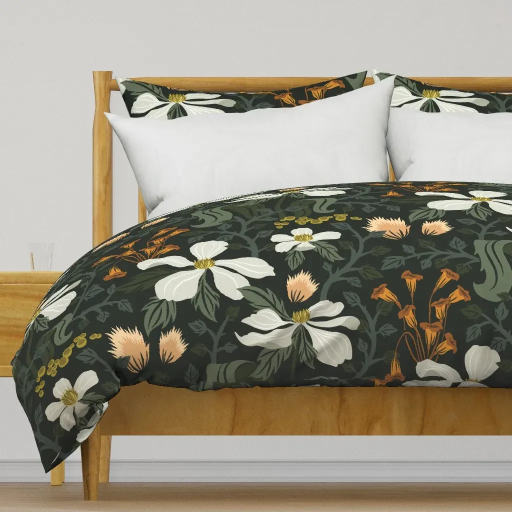 Crawling Vines Jumbo Duvet Cover - Dark Green product
