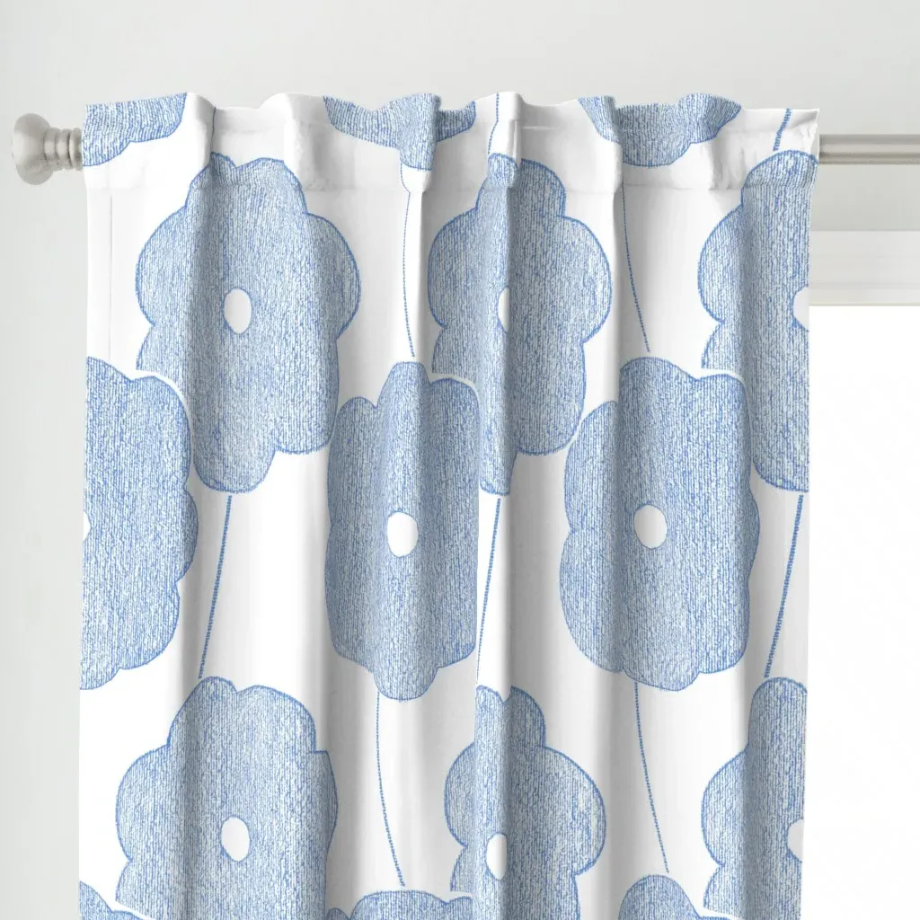 Crayon Flower Curtain Panel - Light Blue alternate view