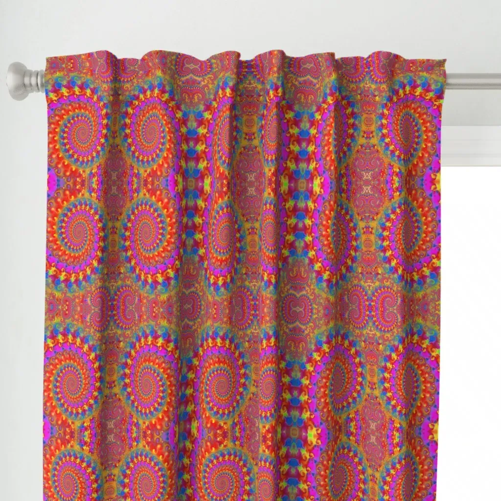 Crazy Pink Psychedelic Curtain Panel - Orange alternate view