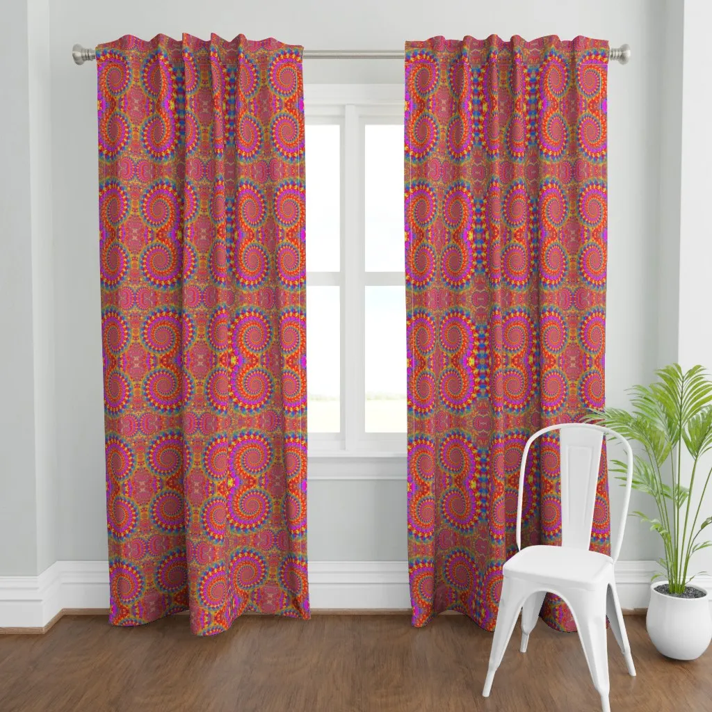 Crazy Pink Psychedelic Curtain Panel - Orange product