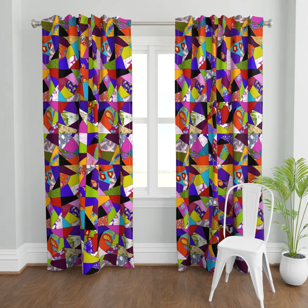 Crazy Quilt Brights Curtain Panel - Red product