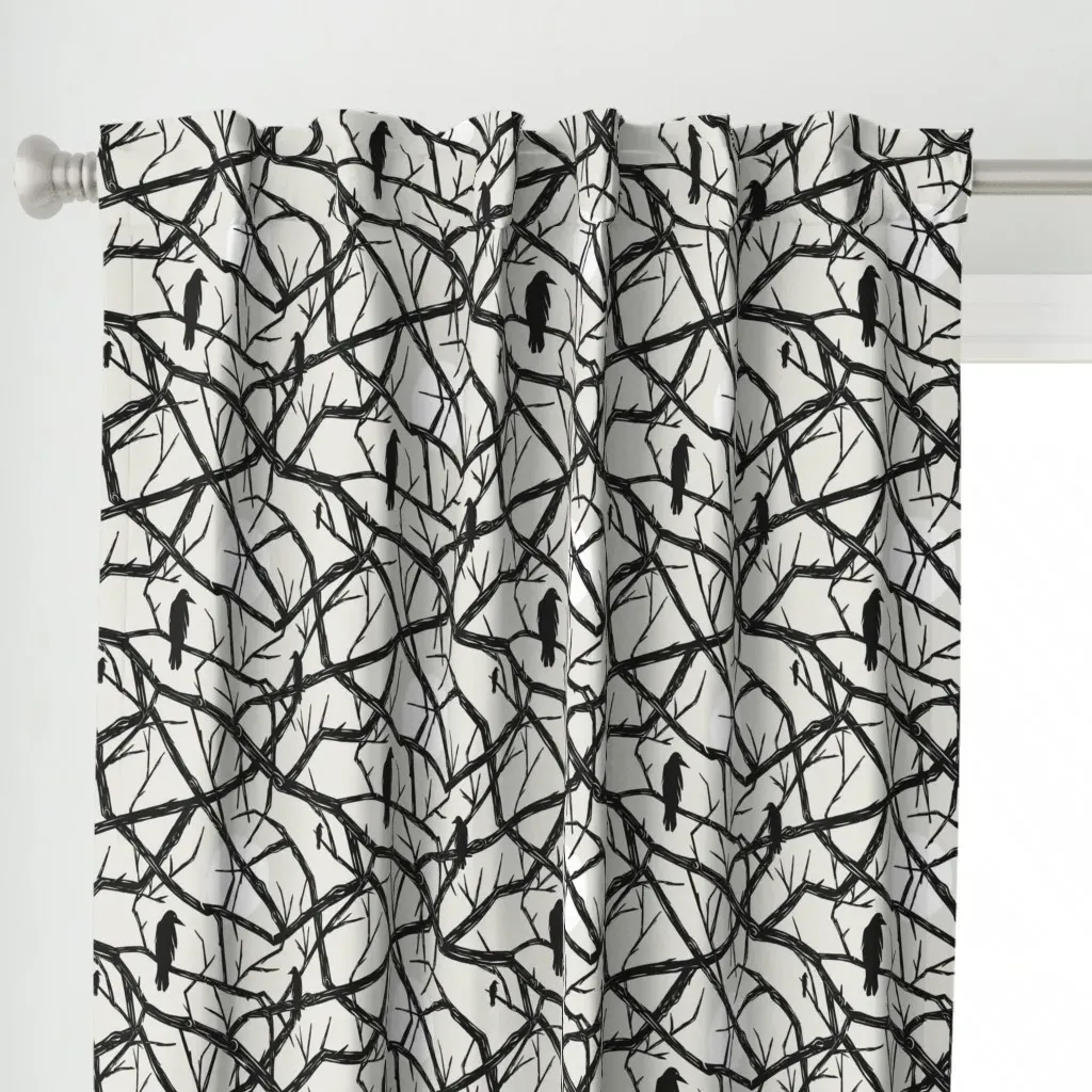 Creepy Crows Curtain Panel - Black alternate view