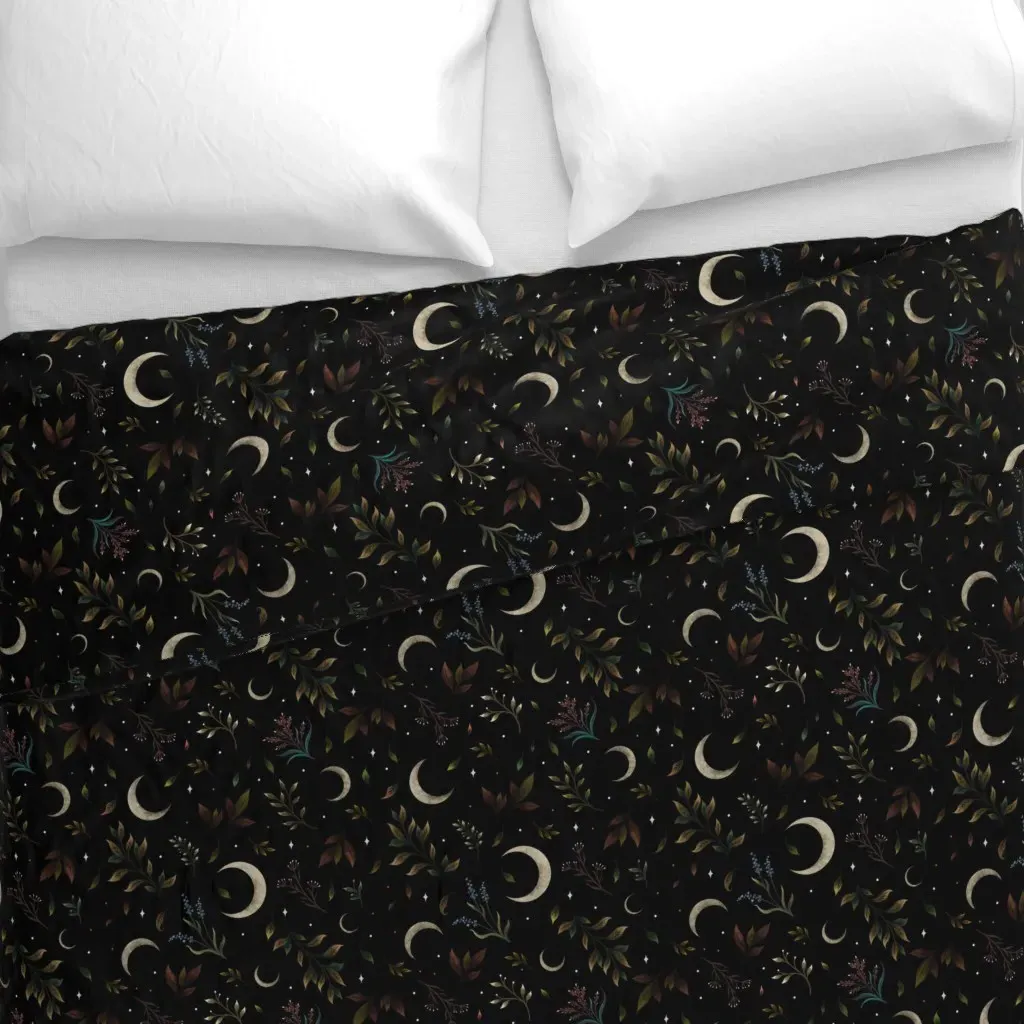 Crescent Moon Garden Duvet Cover - Dark Teal, Green alternate view