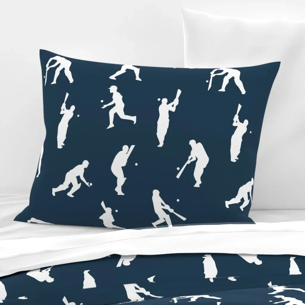 Cricket Players Standard Knife Edge Cushion - White, Cotton Sateen product