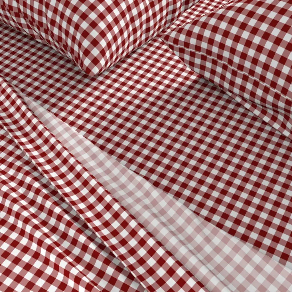 Crimson Gingham Queen Sheet Set - Burgundy alternate view