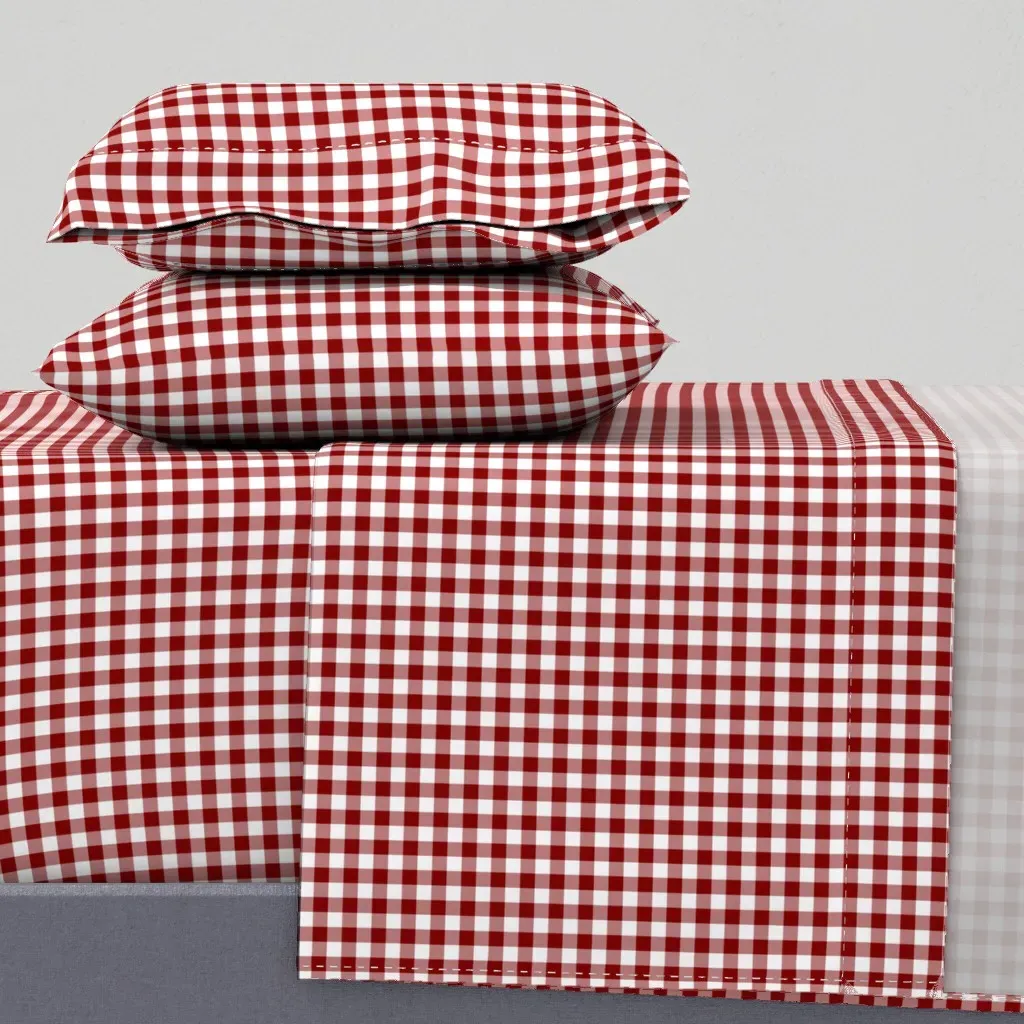 Crimson Gingham Queen Sheet Set - Burgundy product