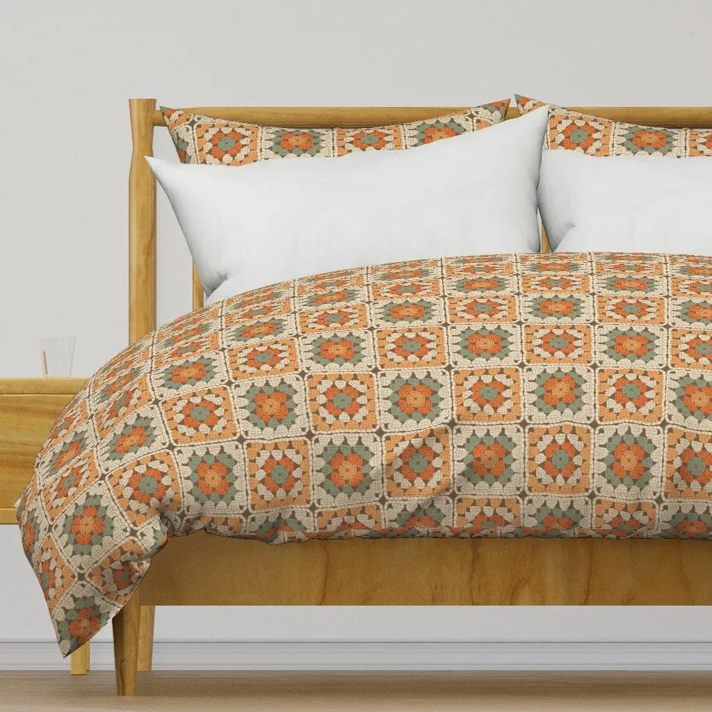 Crochet Granny Duvet Cover - Beige product